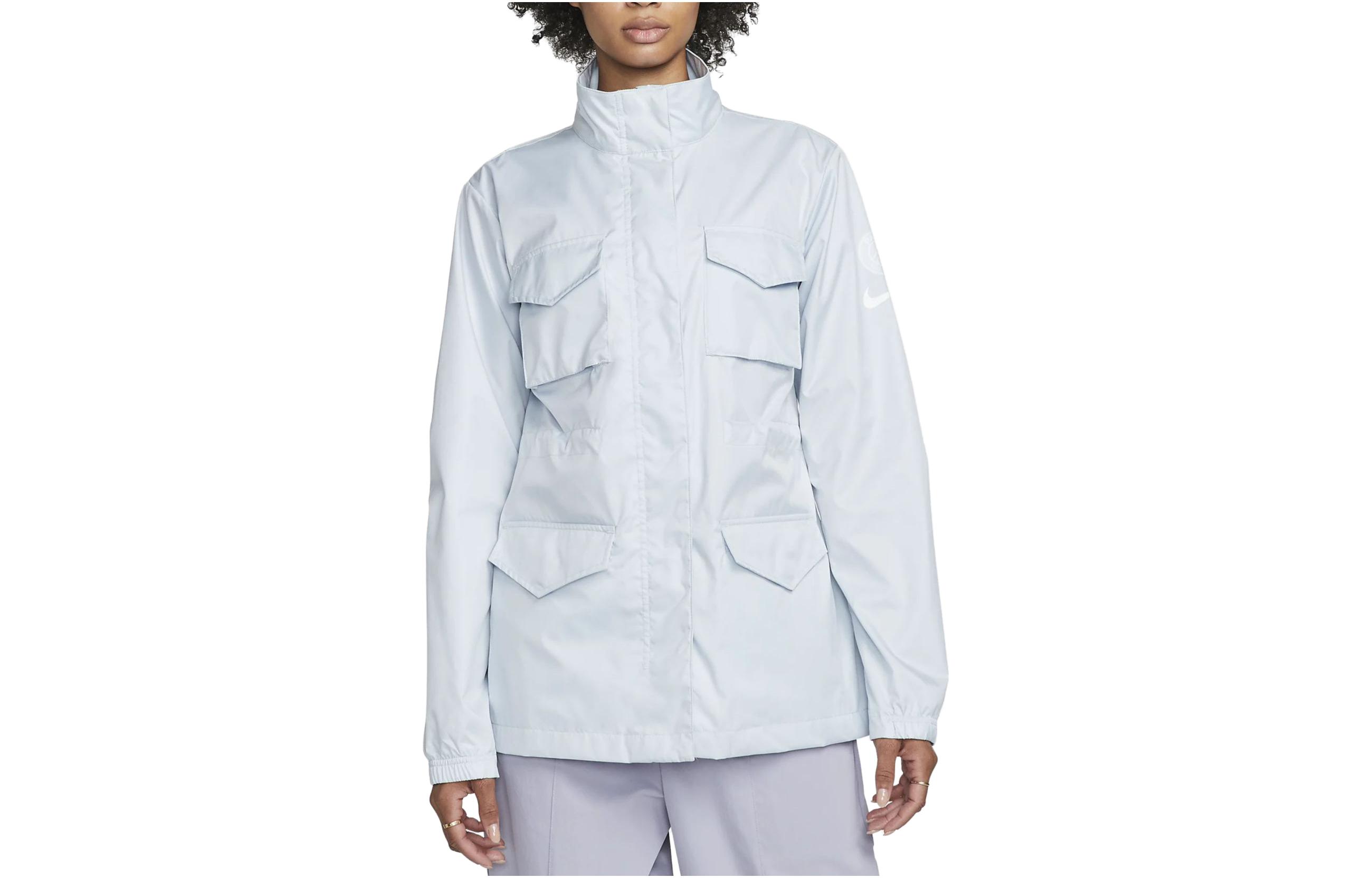Nike Jackets Women s Light Gray Stand Collar Moderate Workwear DN1491-471 L