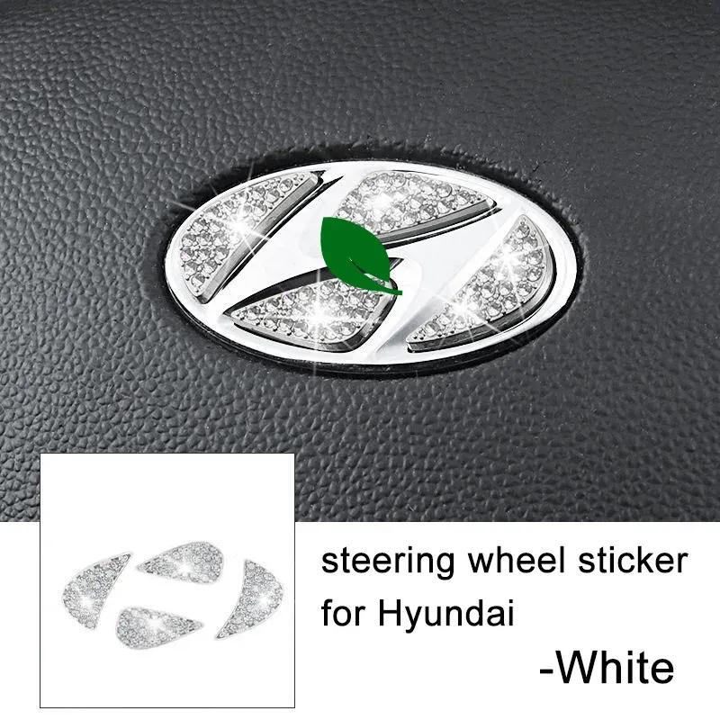 3D Bling Steering Wheel Emblem Sticker Decal Rhinestone Women Accessories Decoration for Hyundai All Models