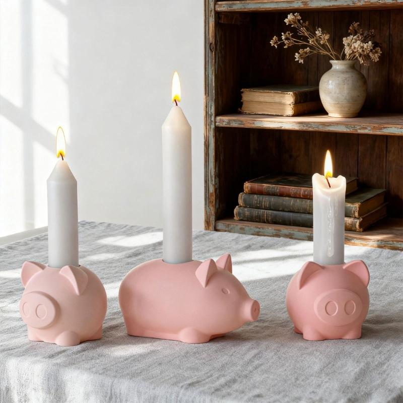 Silicone DIY Mold for Crystal Drip Glues Pig Candle Holder Base Craft Decoration Easy to Use and Clean