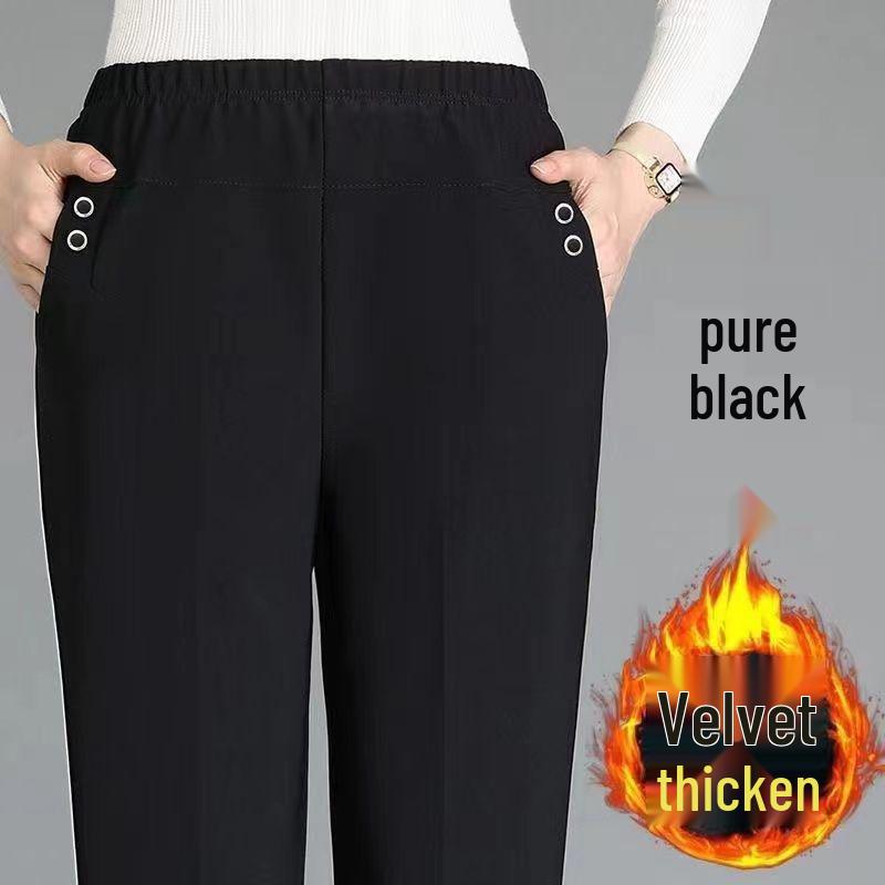 

Еластичні штани прямого крою з високою посадкою для жінок середнього та похилого віку - Повсякденні штани на весну/осінь XXXL