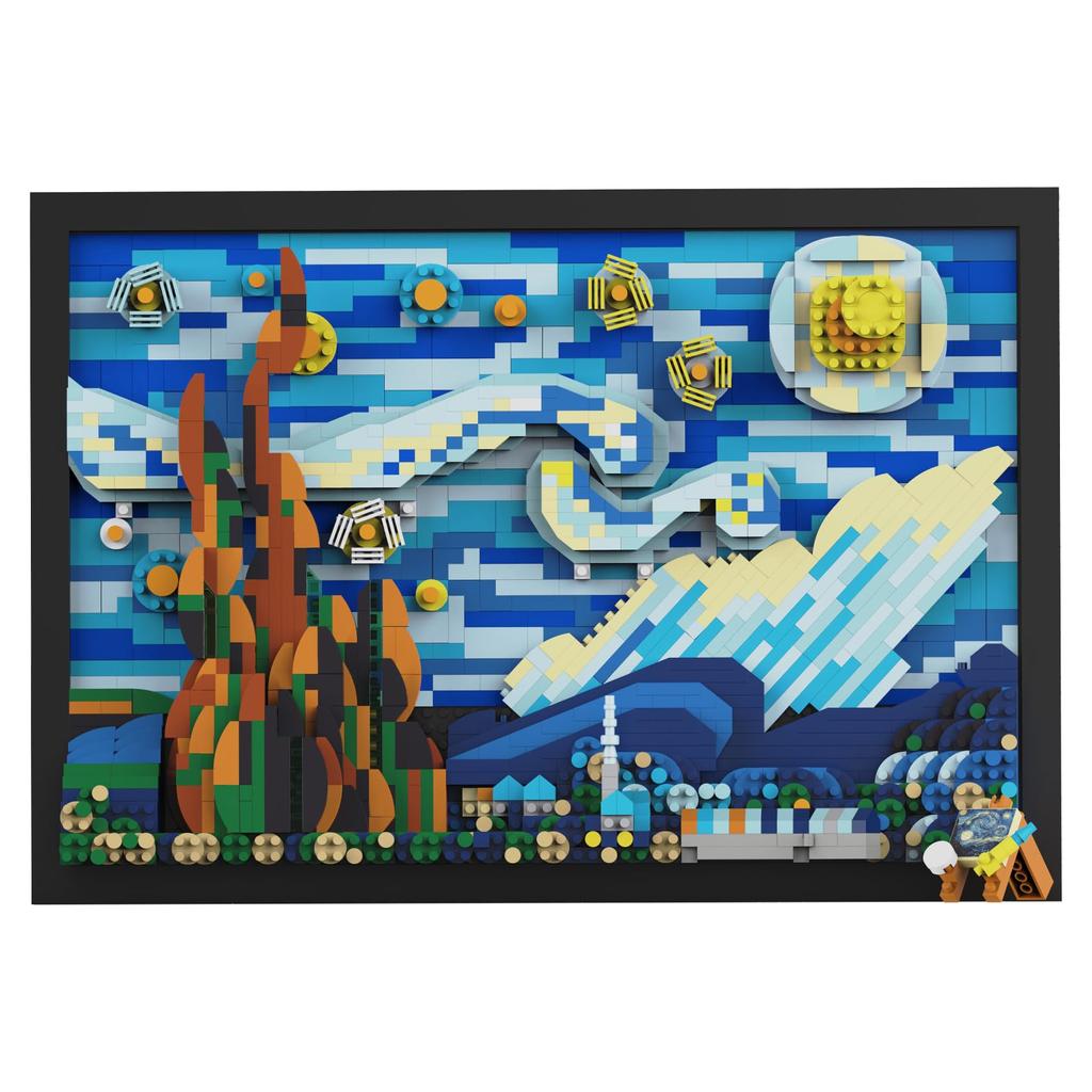 LULUFUN Starry Night by Van Gogh Building Blocks Set, Toy, Starry Night, Interior Decor, Art, Painting, Birthday, Christmas Gift for Kids and Adults