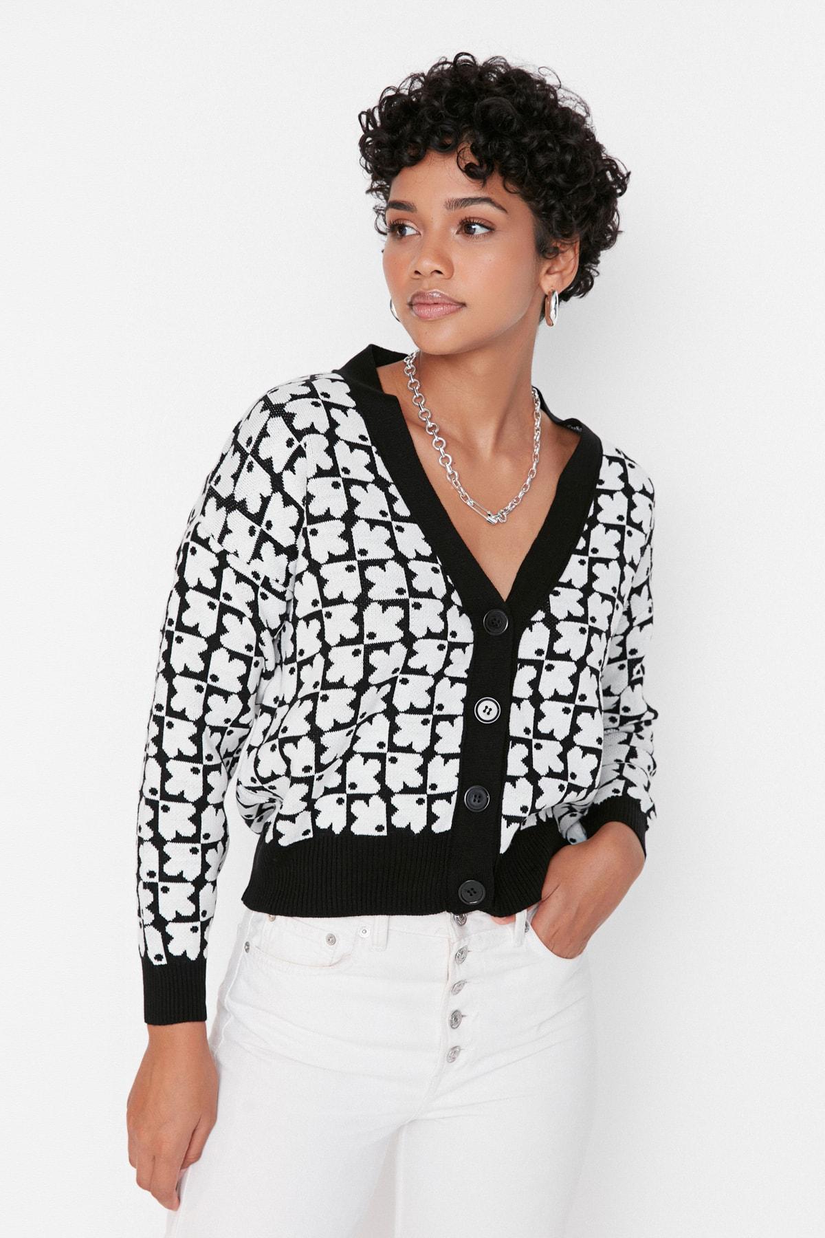 

Черный трикотажный кардиган с узором TWOAW23HI00432..