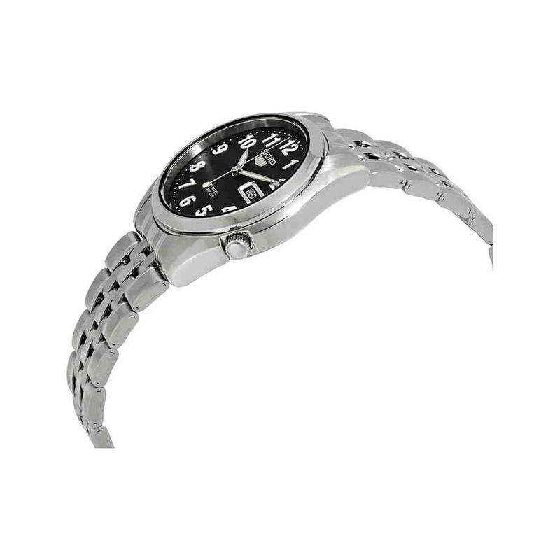 SEIKO No. 5 Series Fashionable Calendar Automatic Men's Watch Black Dial SNK381K1