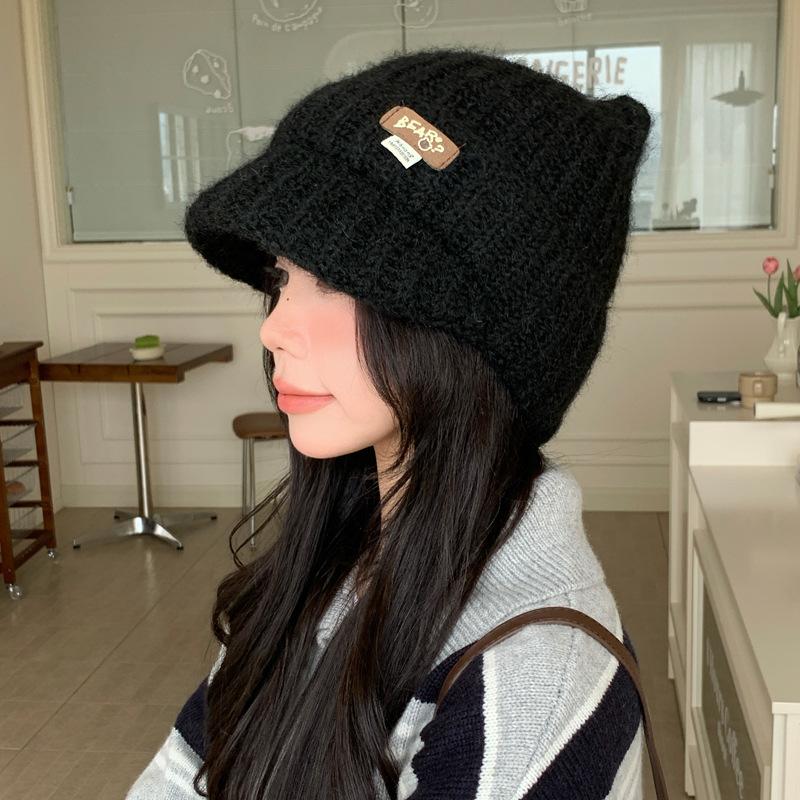 Autumn and Winter Hats Women's Big Head Circumference Knitted Wool Hats Cat Ears Cute Ear Protectors Cold Hats Fleece Thermal Hats