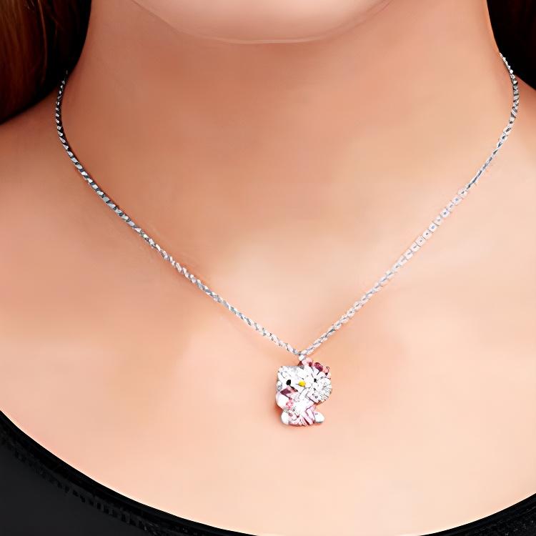 Swarovski Hello Kitty Heart Crystal Necklace Women Necklace 5228241