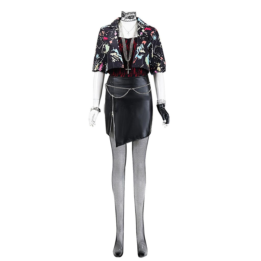 Heavy Metal Rock The Chicks Women's Bodycon Dress Cosplay Costume Glam Rock Full Set Outfit for Halloween Concert Party