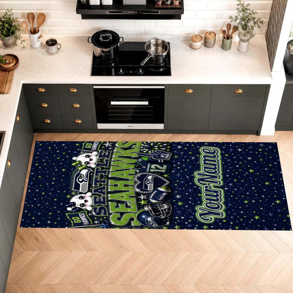 Seattle Seahawks Customize Your Name Kitchen Rug Runner Rug Laundry Mat Hallway Entryway The Best Gift Choice