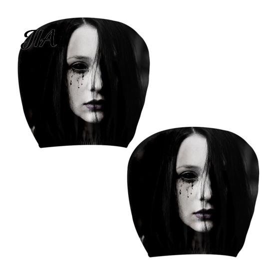 Anti-fouling Car Seat Protectors 2Pcs Ghost Face Headrest Covers, Halloween Horror Decorations, Easy Installation Sleeves Universal Fit Washable