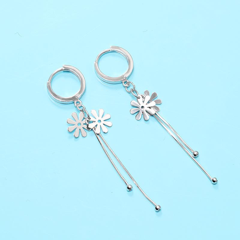 S925 Sterling Silver Floral Tassel Earrings for Women - Elegant Chinese Style 925 Silver