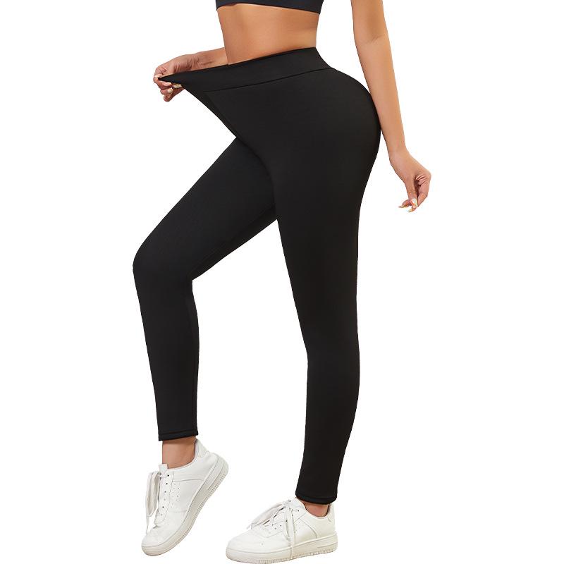 

Plus Size Fleece-lined Sports Pants: High Elasticity European & American Style. S (40-50 kg) чёрный
