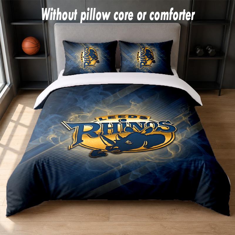 Leeds Rhinos Design Set Biancheria da Letto 1 Copripiumino + 2 Federe Morbido Traspirante Biancheria da Letto per la Casa