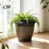 Large Capacity Garden Planters 12" Planter Pot with Saucer, Thickened Plastic Anti-Aging Flower Drainage Durable Holes, Woven Texture, Plant