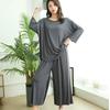 Grote Mat Herfst Lente Dames Huispakken Losse Lange Mouwen Pyjama Twee Delig Set Negenpunts Wijde Pijpen Broek Pijama Slaapkleding Vrouw