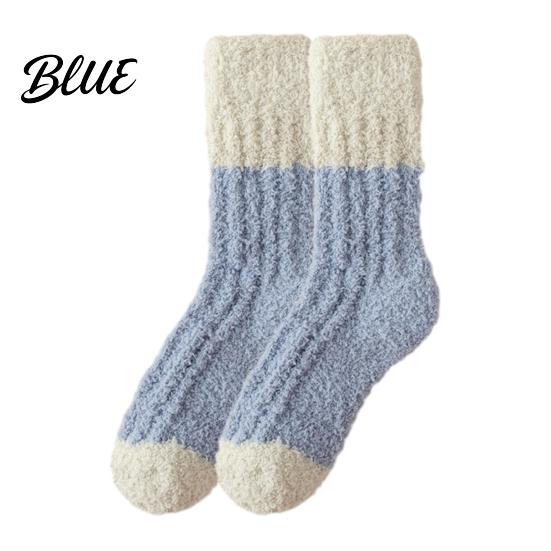 Non Shedding Velvet Socks Thickened Long Plush for Women Warm Coral Fleece Socks Comfortable House Winter Thermal Sleep Anti-static Contrast