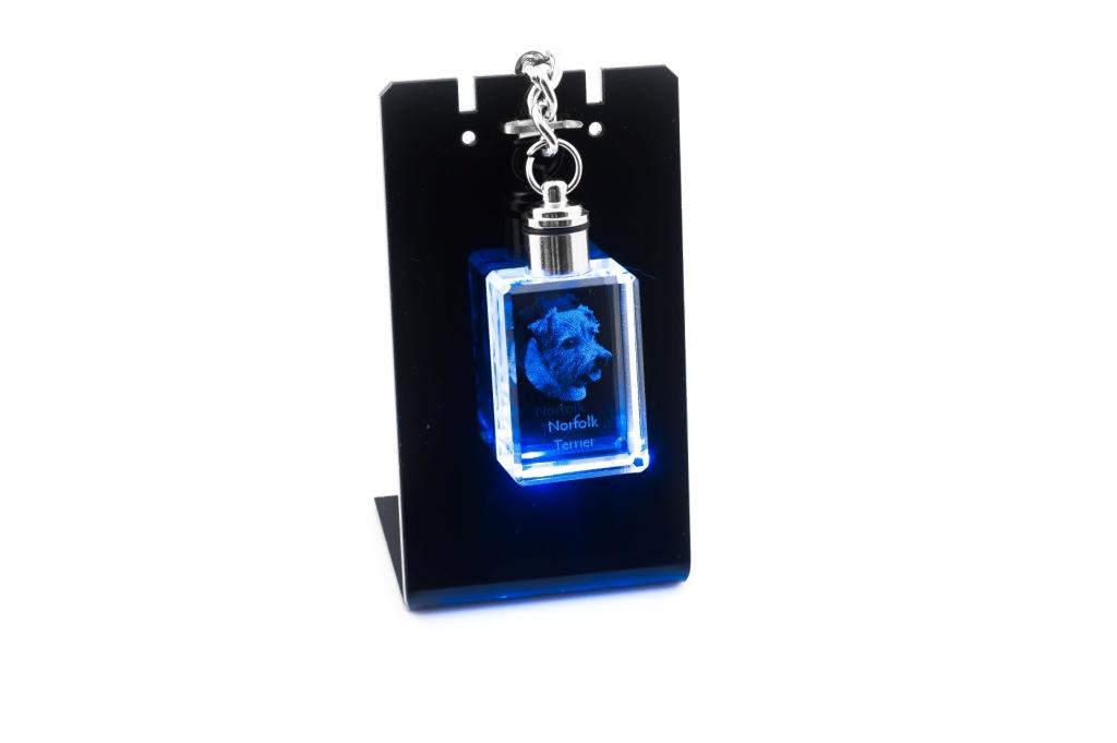Norfolk Terrier - Crystal key ring with dog photo, illuminated key ring, unique gift by Art-Dog brand