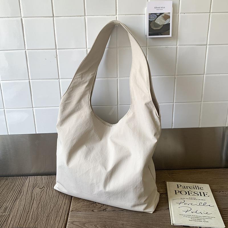 Summer canvas bag simple solid color vest bag large capacity travel vacation bag student class handbag shopping bag