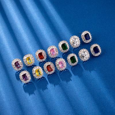 S925 Zircon Cube Stud Earrings: Luxurious, Trendy, Classic Ear Jewelry