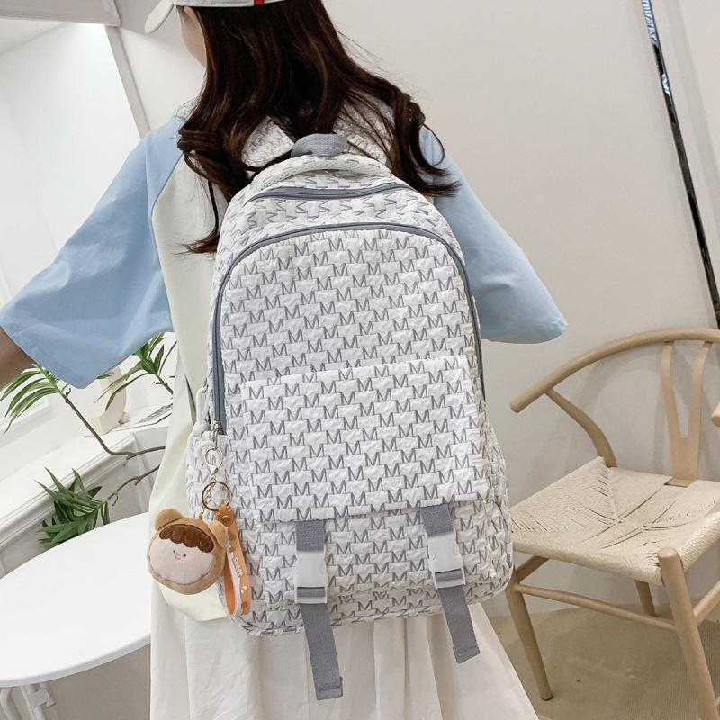Junior high school student backpack new nylon letter student schoolbag large capacity simple backpack female