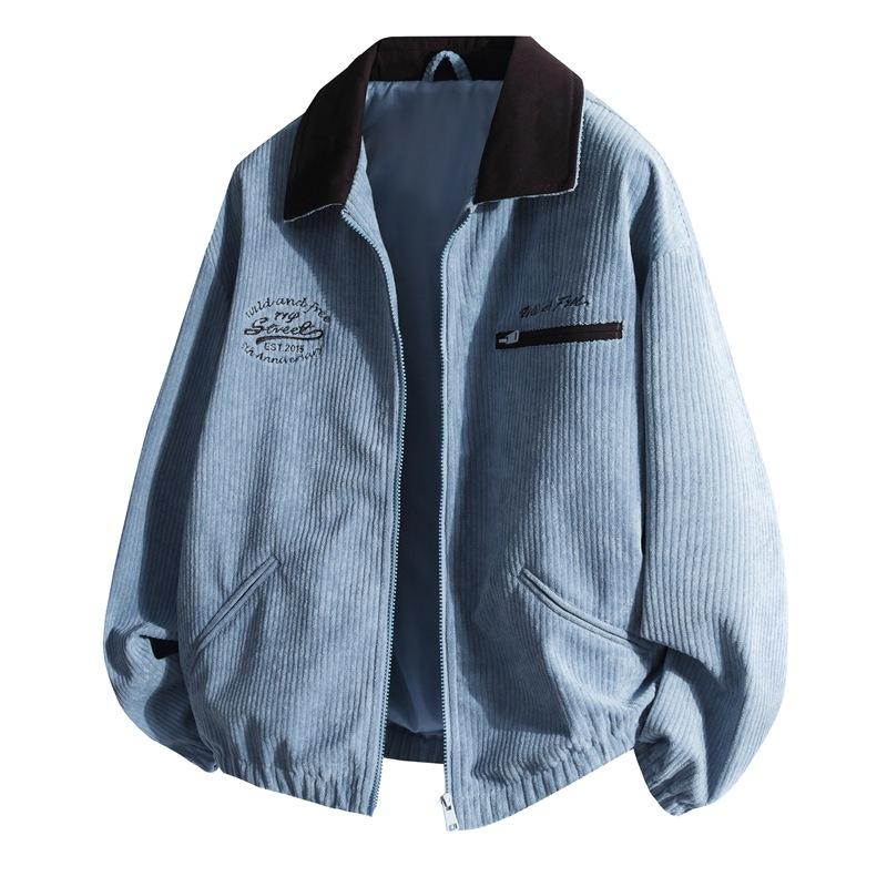 Corduroy Simple and Versatile Spring Long Sleeved Jacket with A Collar, Men's Casual Shirt Jacket