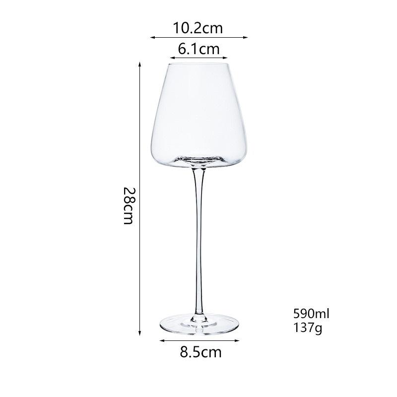 Red Stem Wine Glass Set, Hand-Blown Crystal Burgundy Glasses for Red Wine & Champagne