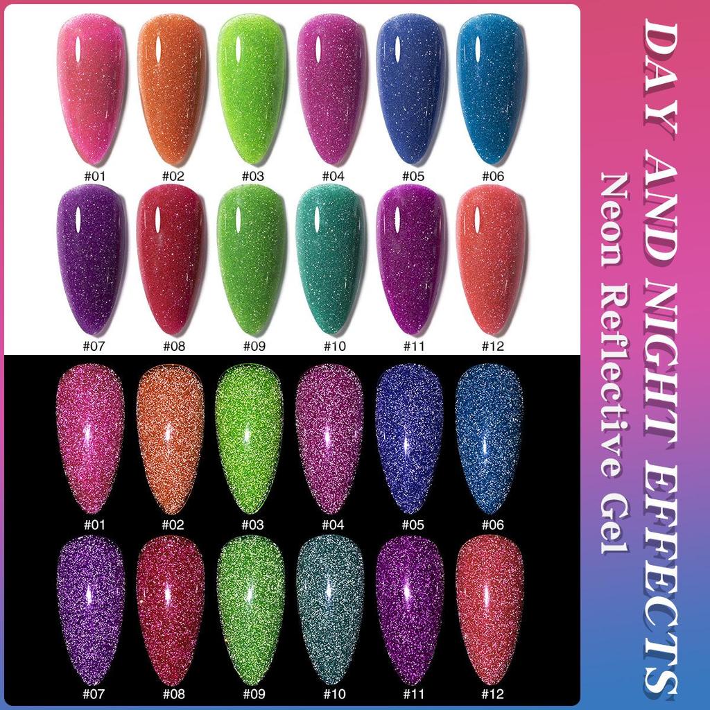 12-Color Fluorescent Glitter Gel Polish for Nail Salons