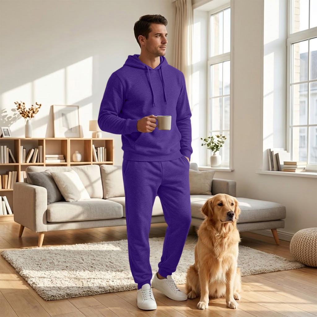 Men's Casual Pullover Hoodie Sweatshirt Set - Loose Track Suit