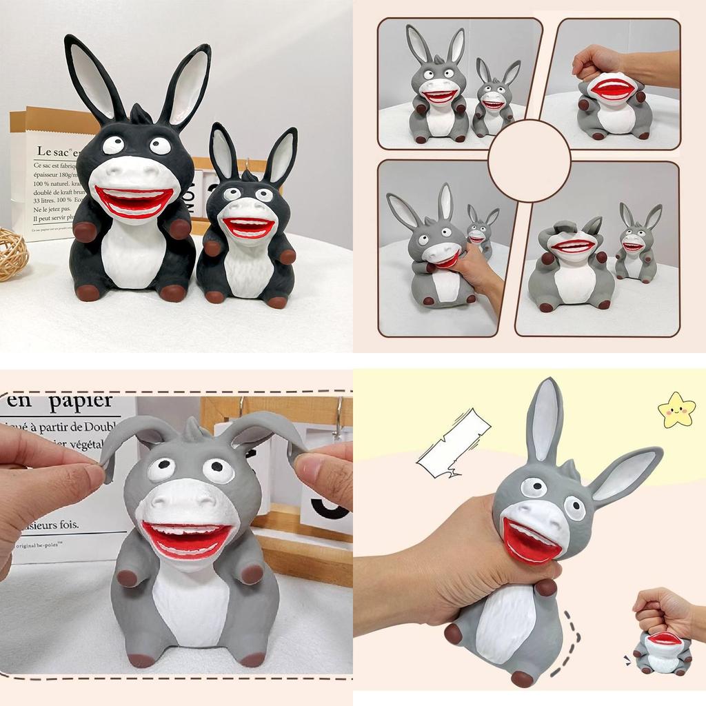 New Stress-relief Big Mouth Donkey Squishy Toy Creative Gift Tpr Material Grey