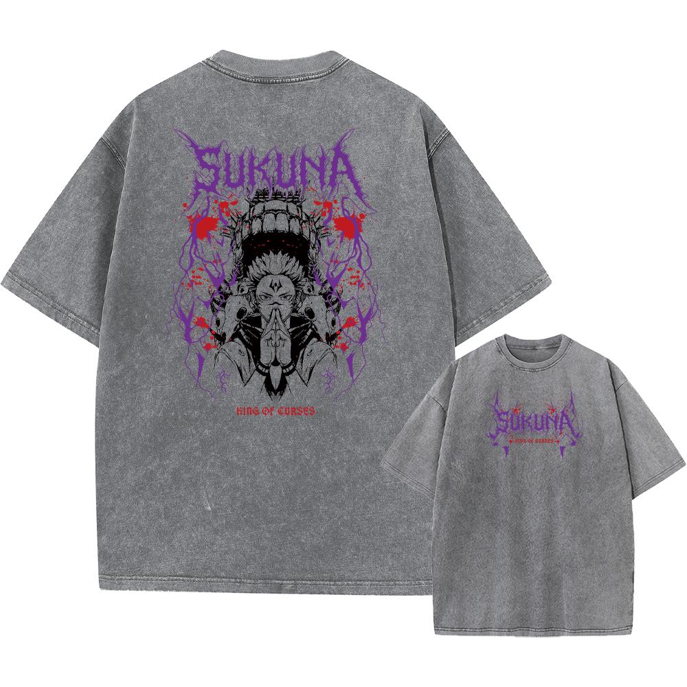 Anime Acidové tričko Jujutsu Kaisen Gojo Satoru Trička Vypraná Pánská Dámská Bavlněná Trička Ryomen Sukuna Retro Topy