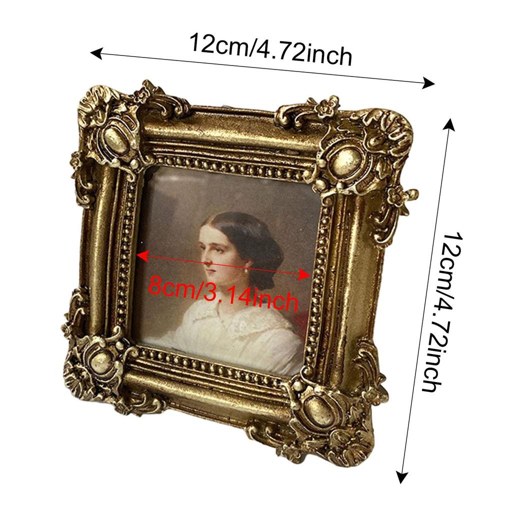 Elegant Vintage Resin Photo Frame, Antique Ornate Tabletop and Wall Decorative for Bedroom