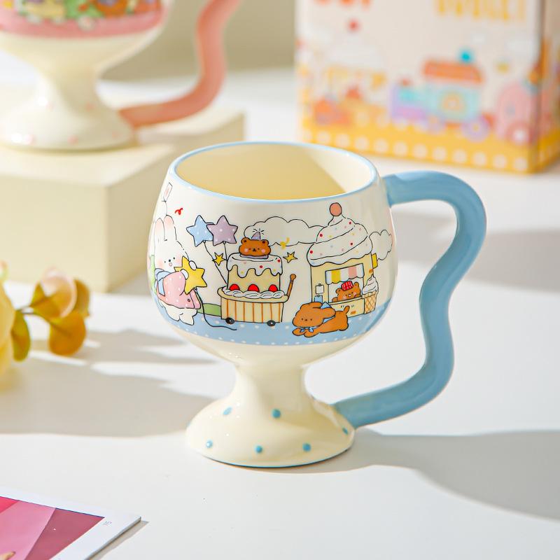 Mug Cute Cartoon Tall Ceramic Cup Couple Water Cup Women's Home Office Coffee Milk Cup Children