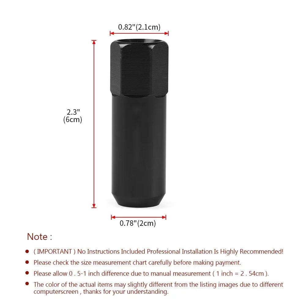 20 Stück 60mm Aluminium Rennsport-Radmuttern - M121.5/M141.5 Eloxierte Tuner-Felgenschrauben