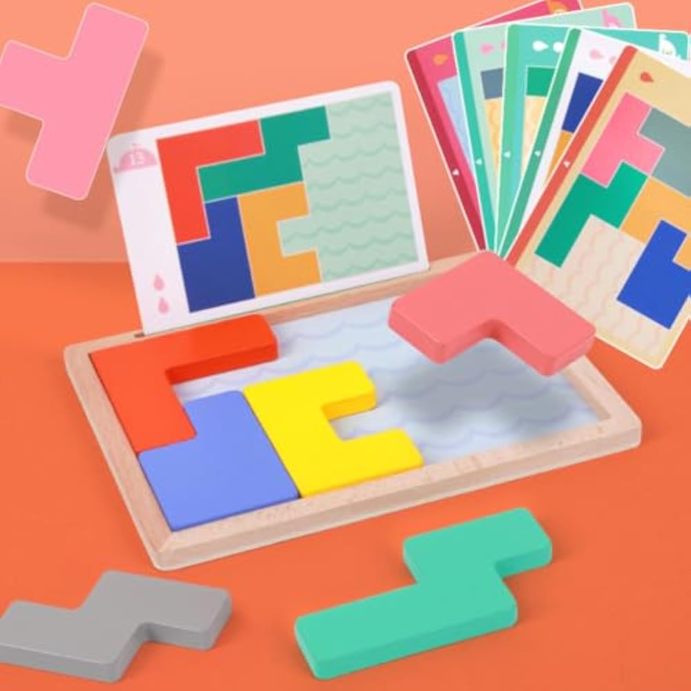 Adskwn wooden tetris puzzle game, spatial logic brain training for kids