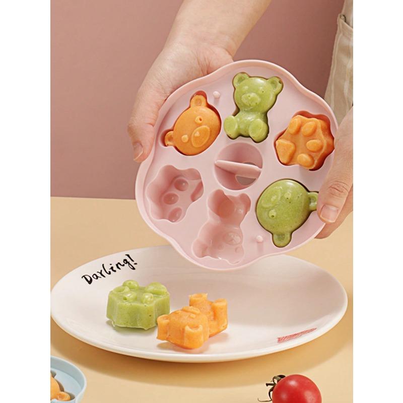 Cavity Cute Animal Ice Cream Silicone Mold, Easy Release with Lid Design, Cartoon Cat Paw & Bear Shaped Ice Cream/Ice Cube Maker
