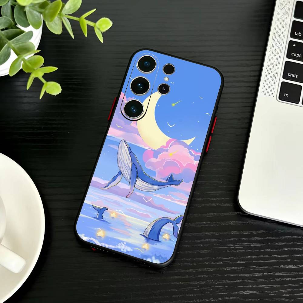 Whale Fall-Art Phone Case For Samsung S26,S25,S24,S23,S22,S21,S20,Ultra,Plus,FE Black Soft Cover