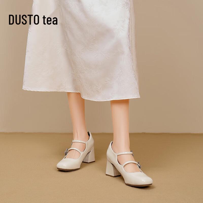 Dadao French Style Mary Jane Chunky Heel Pumps 38