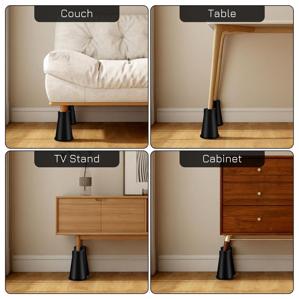 Heavy Duty Bed Riser Adjustable Furniture Leg Extender 4pcs Stand for Sofa Couch Chair Desk Table Extra Storage Space Under Bed