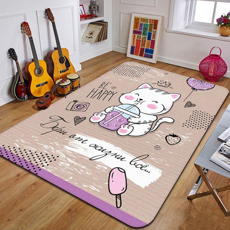 C-Niedliche Katze Bedruckter Teppich Mode Yogamatte Rutschfester Teppich Schlafzimmerdekoration Außenteppich Schlafzimmer Geburtstagsgeschenk
