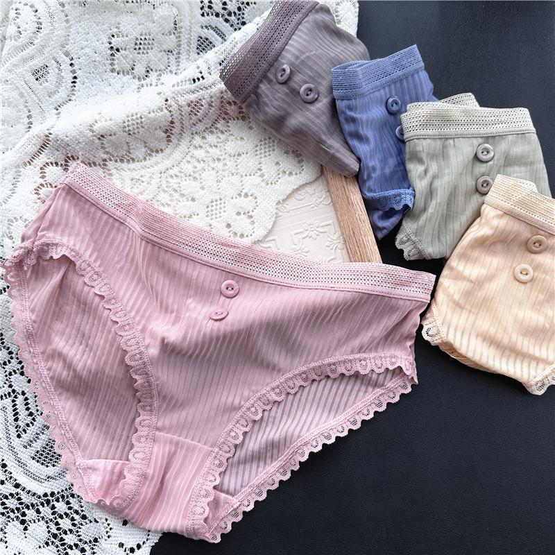 Damen Frühling und Sommer Reizvolle Eis-Seide Spitze Mesh Baumwolle Sexy Hüftunterwäsche