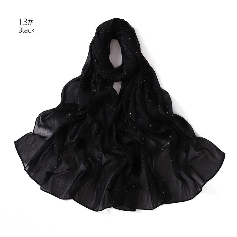 Spring Plain Wrinkle Rhinestone Shiny Shimmer Shawls Scarf for Women Ramadan High Quality Wrap Beach Stole Bufandas Muslim Hijab