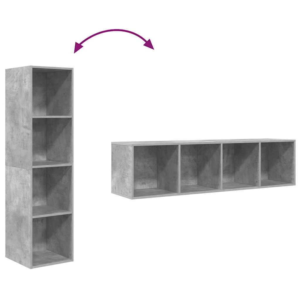 TV Wall Cabinet Concrete Grey 37 x 37 x 142.5 cm Particleboard