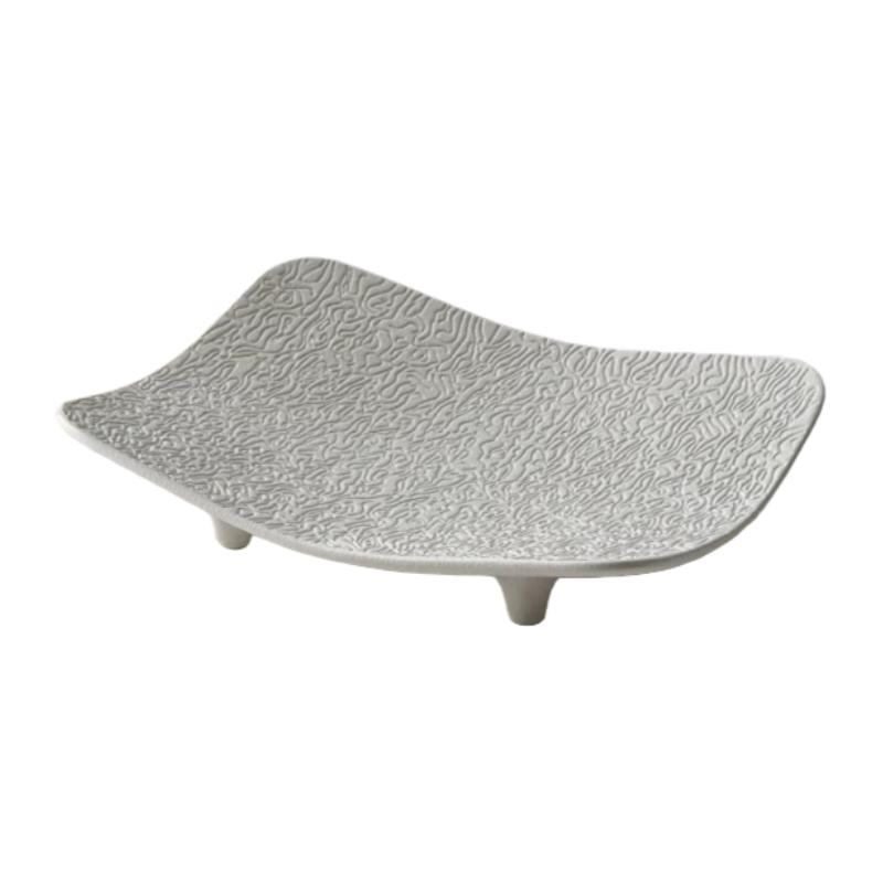 Ceramic High-legged Tray Water Ripples Candy Bowl Fruit Platter Desktop Storage Container Fruit Platter Dessert Plate