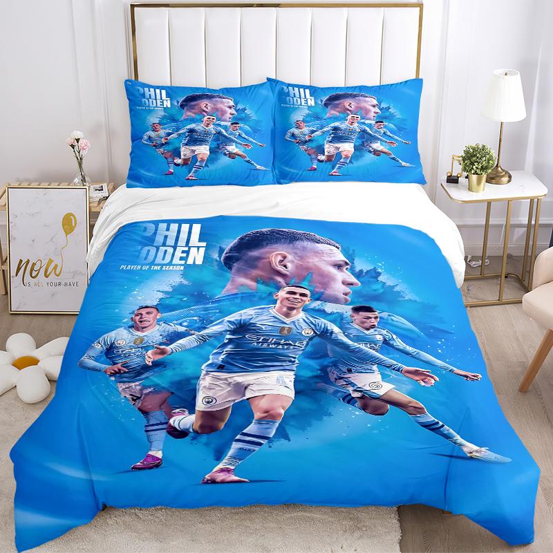 3Pcs Man City Player Season Bedding Sets For All Sizes New 3D Printed Bed Cover Comforter Duvet Cover Pillowcase Bedroom Decoration