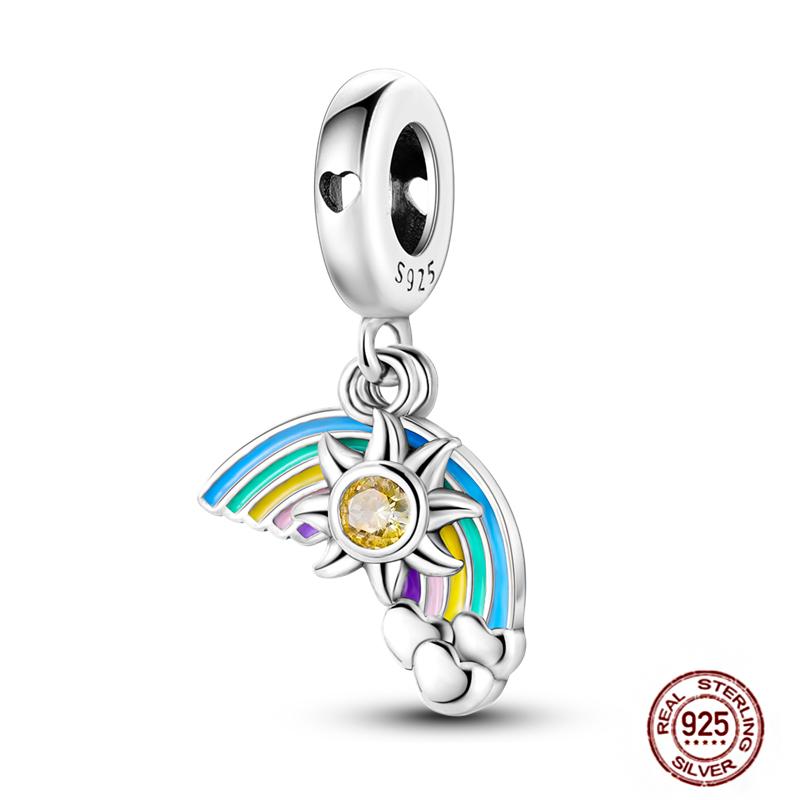 Round Clip Charms Plata Shining Moon Star Char Copper Spacer Clasp Fit Original Bracelet Glow Safety Chain Beads Diy Jewelry