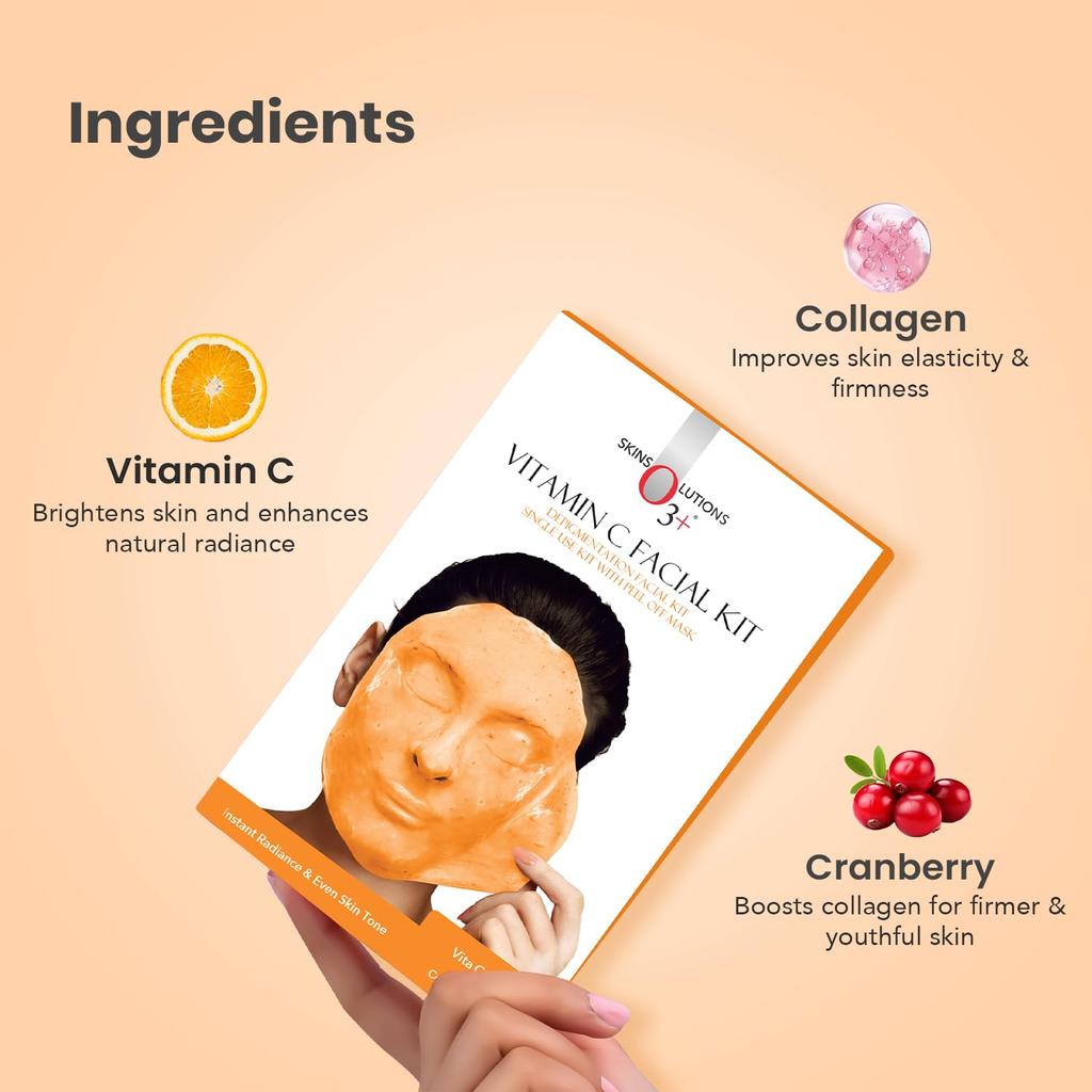 O3+ Vitamin C Facial Kit For Radiance And Even Tone Single Use 45 g Pack For Glow And Combination Skin Care Routine