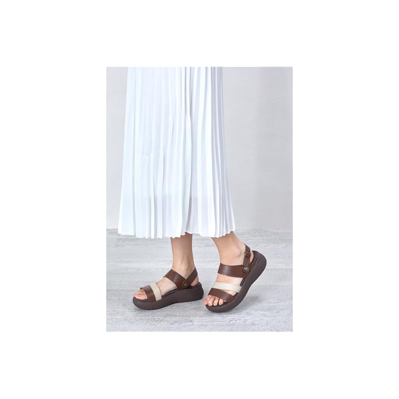 [Pansy] MS210 Back-strap sandals for women, 2-way, platform, size L, brown