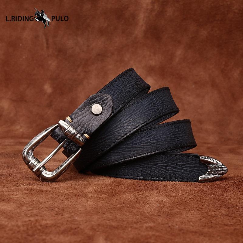 Personality All-match Retro Concave Leather Belt Women's First Layer Cowhide Casual Pin Buckle Belt