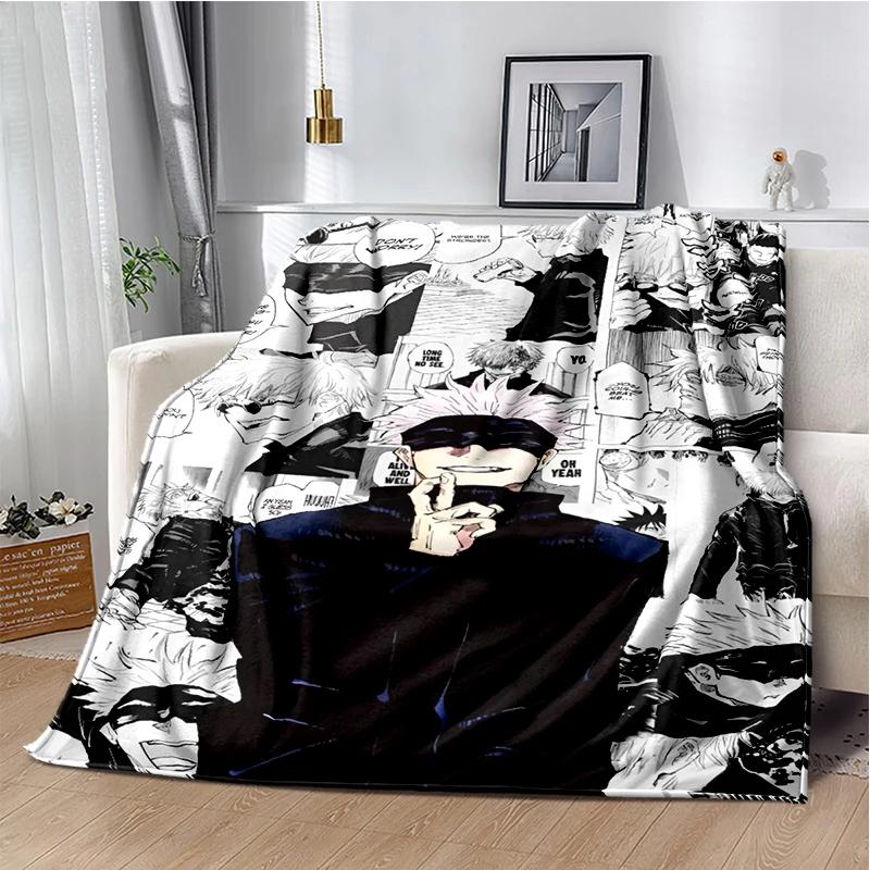 Cartoon Anime Jujutsu Kaisen Throws Blanket Kid Super Soft Blankt for Travel Couch Sofa Picnic Bed Flannel Blanket Birthday Gift