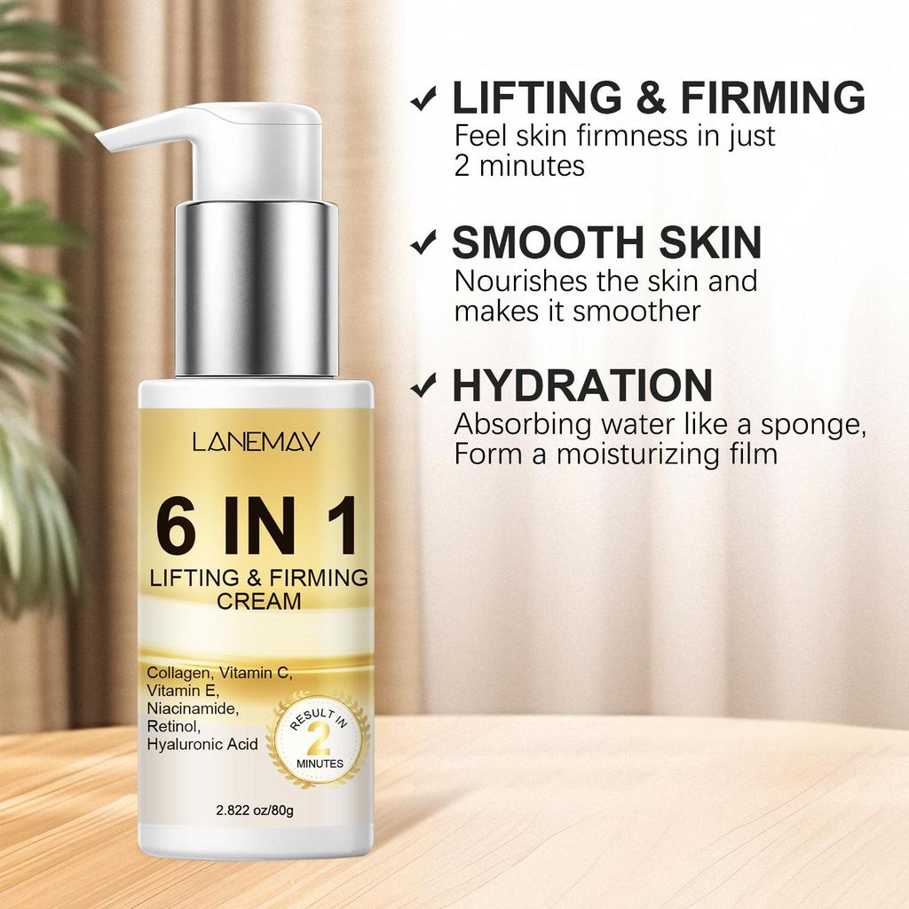 6 IN 1 Lifting & Firming Cream-Lidting & Firming-Feel Skin Firmness In Just 2 Minutes-Suitable For All Skin Types, 80ml