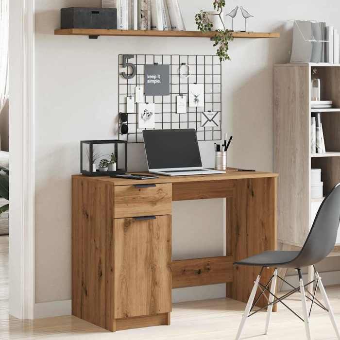VidaXL Bureau chêne artisanal 100x50x75 cm bois d'ingénierie, bureau d'ordinateur, bureau d'étude, bureau debout, table 856996