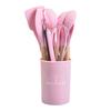 12Pcs Kitchen Utensil Set Wooden Handle Spatula Spoon Brush Whisk Heat-Resistant Silicone Cooking Tools Kit Kitchen Supplies